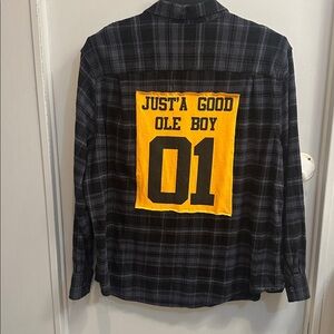 Dukes of Hazzard 01 upcycled flannel tee One of a Kind